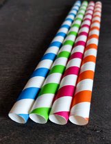 250 stuks bamboe look papieren rietjes 6mm x 200mm (FSC) / Bamboo look paper straws - 100% composteerbaar