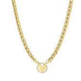 Ketting hart met strass in cirkel - goud