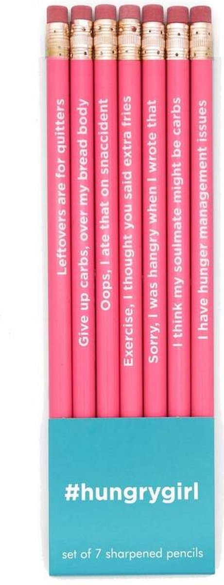 Set potloden - Hungry Girl - Snifty potlodenset met grappige quotes