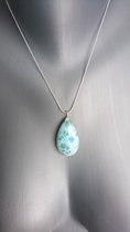 Larimar Druppel hanger AAA++ kwaliteit plus ketting, gewicht: 13,7  gram, doorsnede: 22,7 mm - 100% larimar!