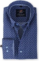 Suitable - Overhemd Blauw Print 133-3 - 38 - Heren - Slim-fit