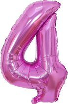 cijfer ballon - 4 Jaar - folie ballon- 80 cm- Roze