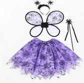 Kinderen kostuumset Vlinder paars 4-in-1 set-tiara-staaf- vleugels-tutu-Perfect voor Carnaval-Themafeest-Halloweenfeest - meisjes-cadeau-dress partij
