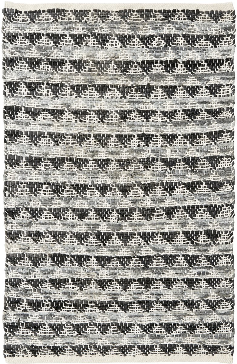 Triangle Lederen vloerkleed Zwart/Grijs 150x70cm