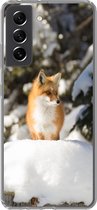 Convient pour la coque Samsung Galaxy S21 FE - Renard - Neige - Arbre - Coque de téléphone en Siliconen