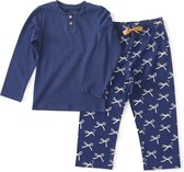 Little Label Pyjama Meisjes - Maat 110-116 - Blauw, Wit - Zachte BIO Katoen