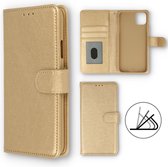 HB Hoesje Geschikt voor Samsung Galaxy S22 Goud - Luxe Kunstlederen Portemonnee Book Case