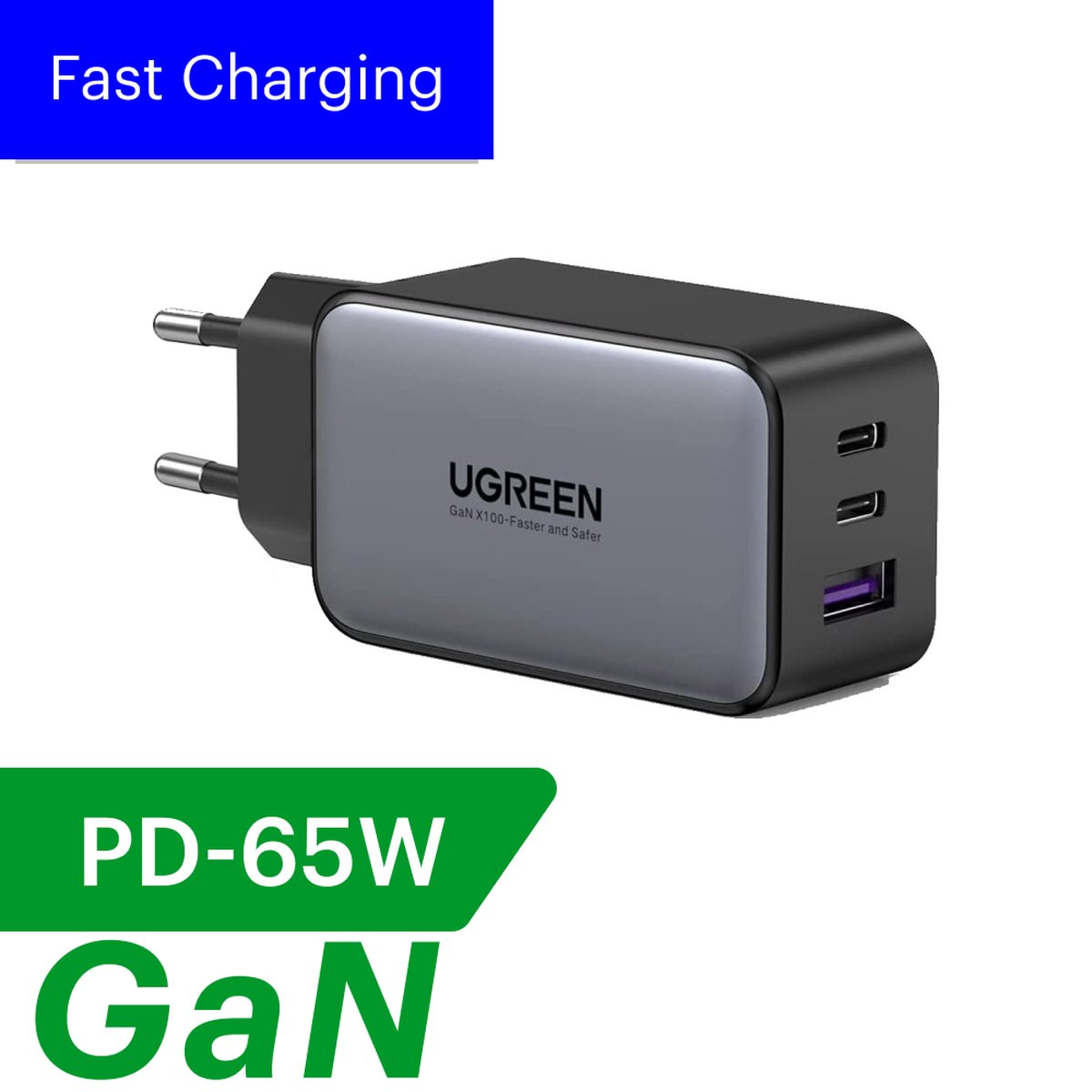 UGREEN Nexode 65W GaN Chargeur de Voyage USB C Adaptateur