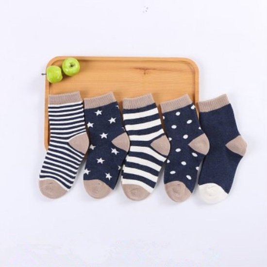 Baby sokjes - Set 5 paar - 6-12 maand - Baby sokken - Jongens - Bruin