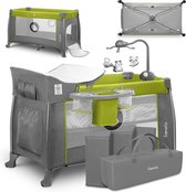 LIONELO Thomi reisbed, babybox, carrousel met speelgoed, luiertafel, twee niveaus van matras, zij-ingang, afsluitbare wielen, LockGuard transporttas, inklapbaar