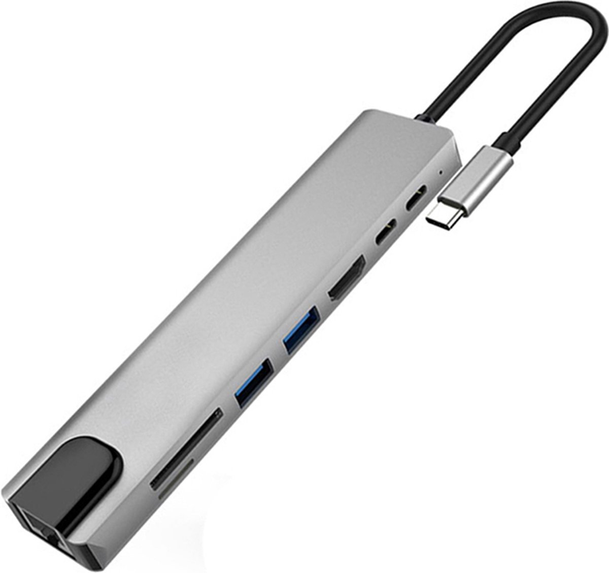 Romiosar USB C Hub - 8 in 1 - USB C adapter - HDMI 4K - SD TF kaartlezers - 4x USB- Macbook type C - USB Hub
