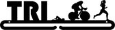 Triathlon Girl Medaillehanger zwarte coating - staal - (35cm breed) - Nederlands product - incl. cadeauverpakking - sportcadeau - medalhanger - medailles - triatlon - muurdecoratie