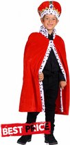 Konings mantel Kind Rood inclusief kroon - kostuum.