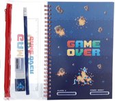 Schrijfset Game Over : schrift A5 + etui + potlood + puntenslijper + gum + liniaal