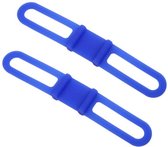 2 Siliconen fiets binders - Stuurbinder - snelbinders-  Mini Spanband - blauw