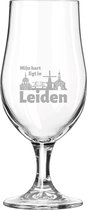 Gegraveerde bierglas op voet 49cl Leiden