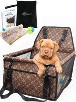 Luxe Autostoel Hond - Reisbench Opvouwbaar - Hondenmand Auto Achterbank - Waterdichte Hondenstoel - Bruin