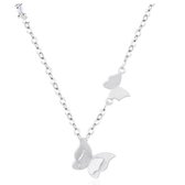 Ketting- Vlinders- Zilver- 43 cm- Kort- Charme Bijoux