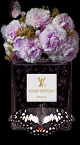 Glasschilderij - parfumfles Louis Vuitton  - 60x80 cm - Wanddecoratie