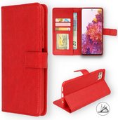 HB Hoesje Geschikt voor Samsung Galaxy S22 Ultra Rood - Portemonnee Book Case - Kaarthouder & Magneetlipje