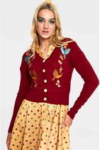 Voodoo Vixen - Ginny Red Woodland Cardigan - XL - Rood