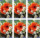 MGPcards - 6x dubbele wenskaart met envelop - Blanco - Bloemen - 11,5 x 17 cm