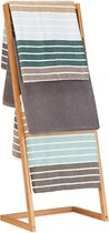 Relaxdays Handdoekhouder vrijstaand, ladderrek met 4 handdoekstangen, handdoekstandaard bamboe, h x b x d: 100 x 40 x 30 cm, naturel