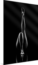 Erotiek Benen Poster op Aluminium - Erotische Kunst - Artistiek Naakt - Zwart Wit - 30x45 cm