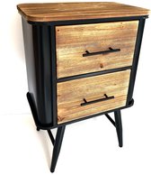 Night cabinet metal wood 70 cm hoog - nachttafel - ladekast -  opbergkast - bijzetmeubel - slaapkamer - boxspring - bed - hout - metaal