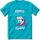 Cool People Do Fishing - Vissen T-Shirt | Roze | Grappig Verjaardag Vis Hobby Cadeau Shirt | Dames - Heren - Unisex | Tshirt Hengelsport Kleding Kado - Blauw - S