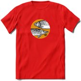 Fishing - Vissen T-Shirt | Grappig Verjaardag Vis Hobby Cadeau Shirt | Dames - Heren - Unisex | Tshirt Hengelsport Kleding Kado - Rood - S