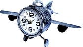 Table clock metal airplane silver 20 cm hoog - tafelklok - uurwerk - horloge - industriestijl - vintage - industrieel - klok - tafel - metaal - cadeau - geschenk - relatiegeschenk