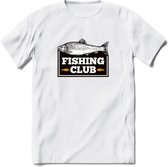 Fishing Club - Vissen T-Shirt | Grappig Verjaardag Vis Hobby Cadeau Shirt | Dames - Heren - Unisex | Tshirt Hengelsport Kleding Kado - Wit - L