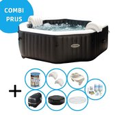 Bol.com Intex - Jet & Bubble Deluxe - bubbelbad - 201 x 71 cm - Zwart - Inclusief onderhoudspakket en bekerhouder aanbieding