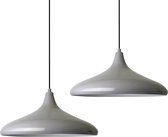 Bamyum Champion 2x Grijs Hanglampen Metalen 2xE27 Fitting Ø 35 cm Pendellamp Voor Binnen Binnenkleur is Wit