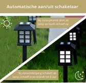 Lichtendirect- Tuinlamp Solar tuinverlichting- SET 4 stuks-Buitenverlichting- Sfeerlamp- 38CM- IP-65- Waterbestendig- Zonne Energie- Warm wit- Prikstok- Sfeerverlichting- Tuinverli