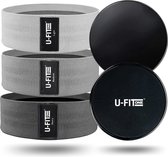 U Fit One® Resistance band & Fitness Sliders Set- Booty Band & Core Sliders - Sliding Pads - Discs - Core Trainer - Buikspier - Thuis Sporten - Weerstandsbanden - ufitone