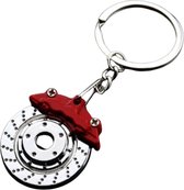Auto Sleutelhanger - Rode Remklauw op Remschijf - Keychain Sleutel Hanger Cadeau - Auto Accessoires