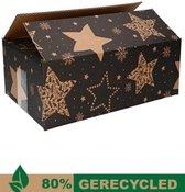 Kerstpakket doos leeg Kraft Stars Zwart - 5 stuks - 31x20x14cm - Medium - Kerstverpakking - Geschenkdoos