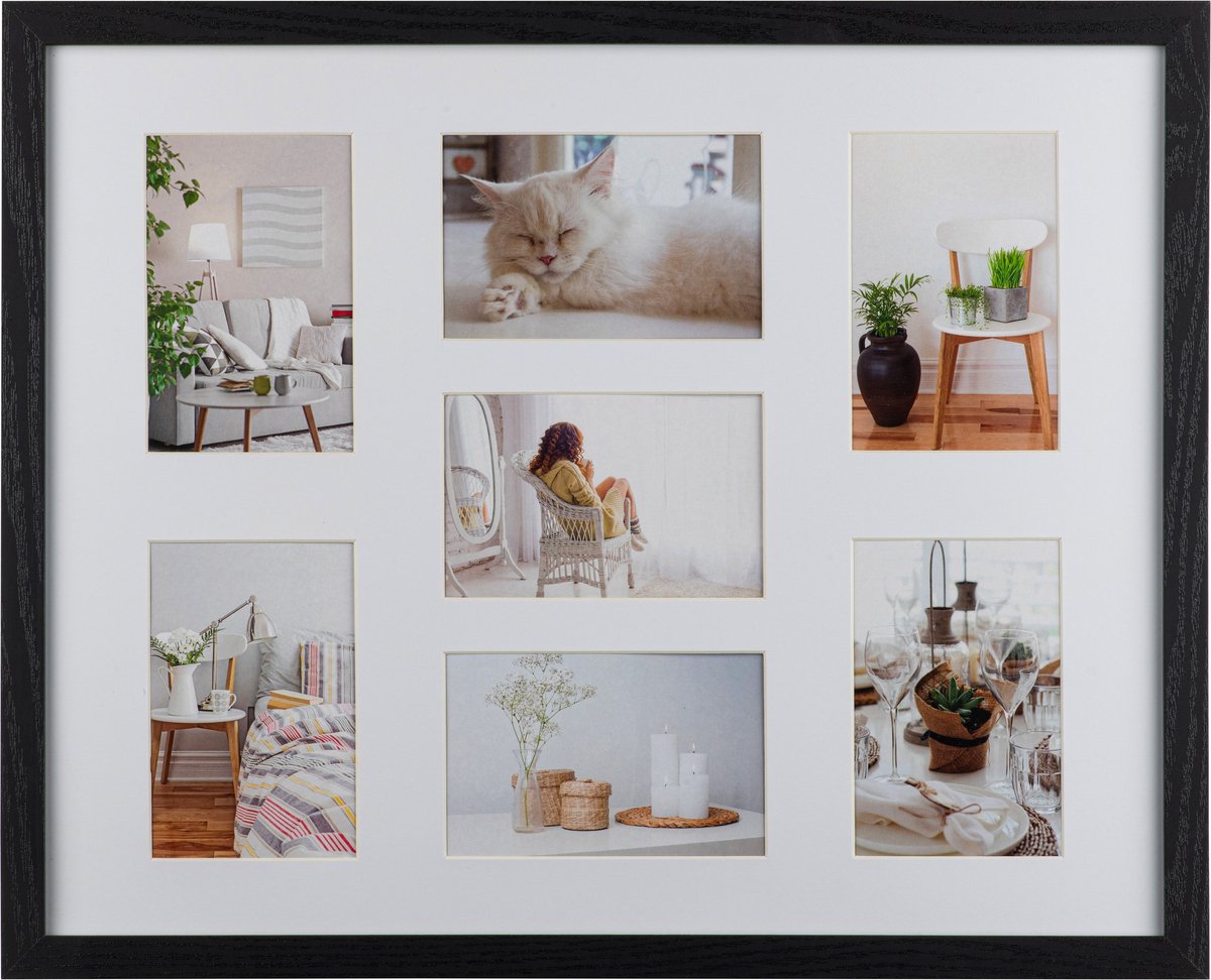 Henzo Fotolijst - Henzo - Modern Gallery - Collagelijst voor 7 foto's - Fotomaat 10x15 cm - Zwart