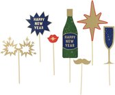 Party props Feest decoratie Oud en Nieuw - Multicolor - Hout / Karton - Set van 7 - Oud en Nieuw - Nieuwjaar - Oudjaar - New Year - Feestdagen - Feest - 31 december