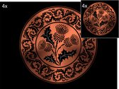 Celtic Tree - Set Placemats en Onderzetters -  Distel - Nationaal symbool van Schotland - Zwart - Rosé - Pagan - Heidens - Keltisch - Magisch- Tafel - Tafeldecoratie - Eten - Place