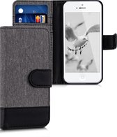 kwmobile telefoonhoesje voor Apple iPhone SE (1.Gen 2016) / 5 / 5S - Hoesje met pasjeshouder in grijs / zwart - Case met portemonnee