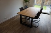 Eikenhouten eettafel | 80x160cm | U-poot slank industrieel | verjongde rand