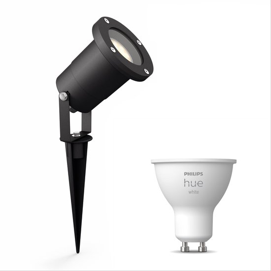 Philips Puled Grondspot LED voor Buiten - Incl. Philips Hue White GU10 - Prikspot - Tuinverlichting - Buitenlamp - Zwart