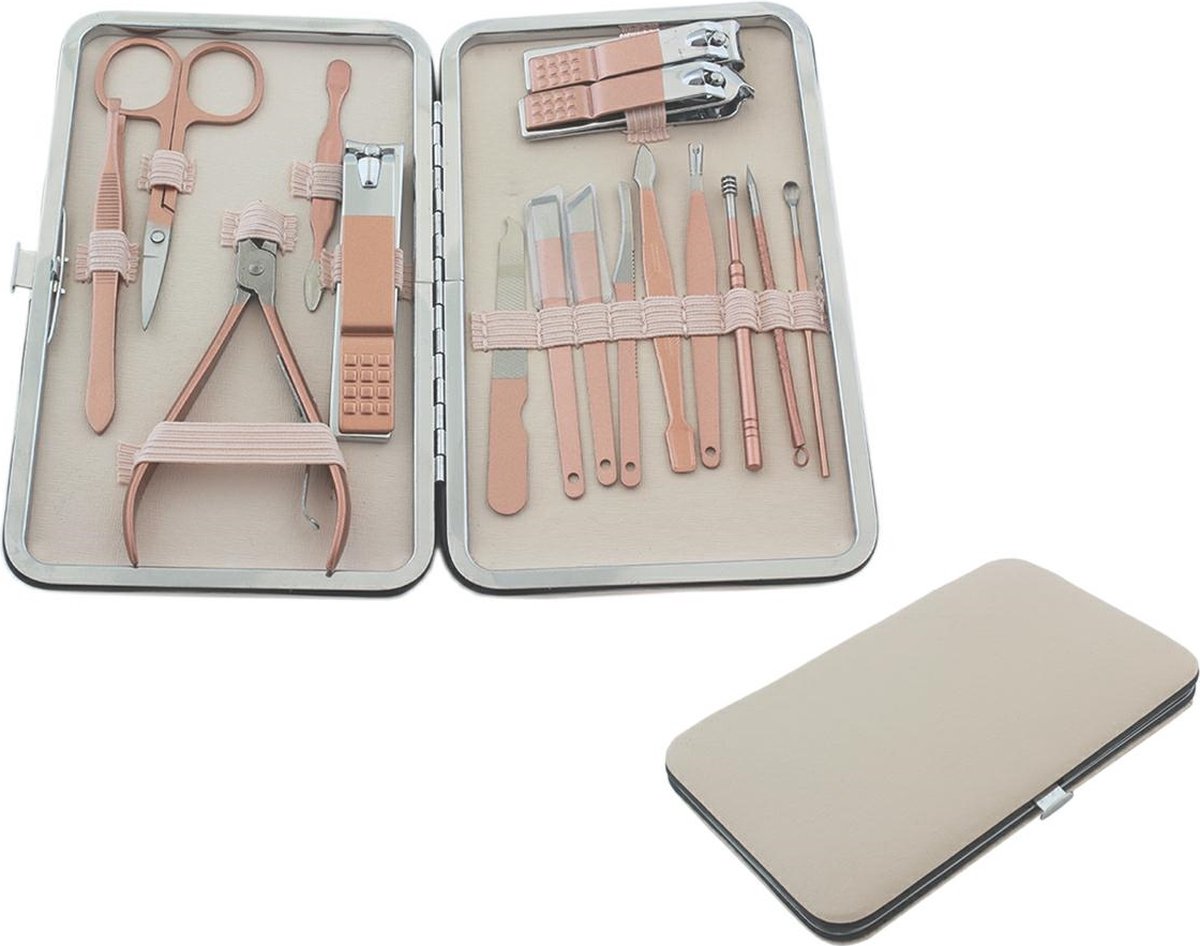 Manicure set pedicure set 16 delig - Voor het perfect stylen van je nagels - Rosé goud