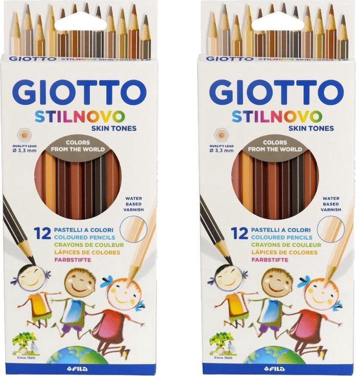 Giotto Stilnovo - Beige potloden - Skintones potloden - Set van 2 - Kleurpotloden huid - Huidskleur Potloden - Huidskleur Kleurpotloden - People of the World Kleurpotloden