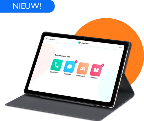 Kwebbel Senioren Tablet 10 inch - Met Tablet Hoes + incl 1 jaar gratis familie pakket