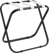 Kofferrek Roootz Traveler Zwart Metaal met Witte Leren banden | Compact Opvouwbaar | Bagagerek Modern Design