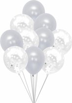 Ballonnenset Wit/Confetti (10 stuks / 30 CM)- PartyPro.nl